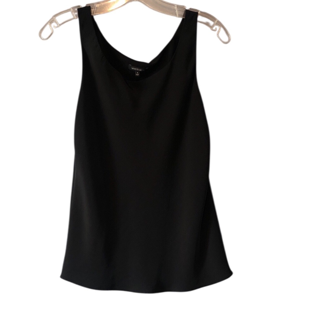 Lafayette 148 Black Silk Tank Top size 4 minimalist